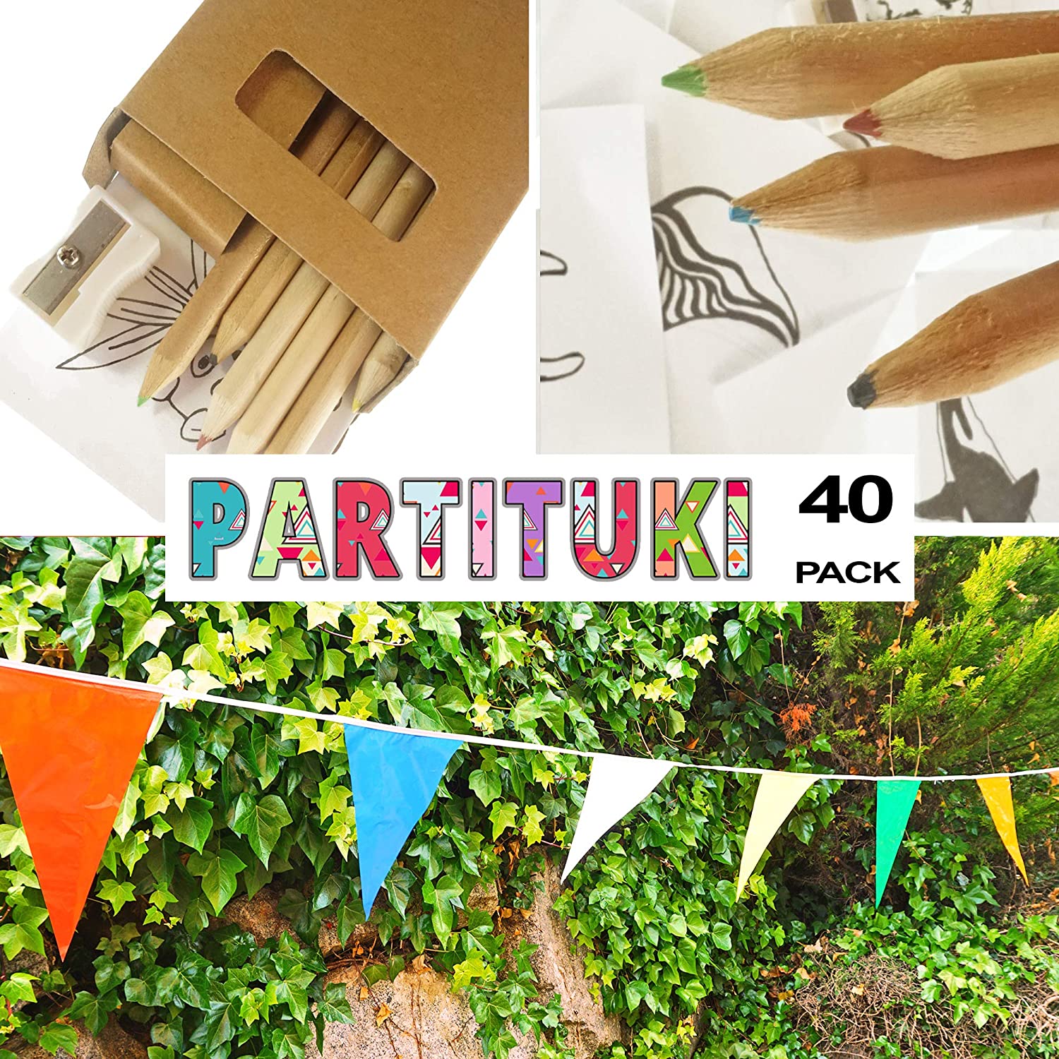 Include a 3mts Garland for Decoration Enjoy painting. Partituki 25 Sets of Colored Pencils for Kids Make your party the funniest