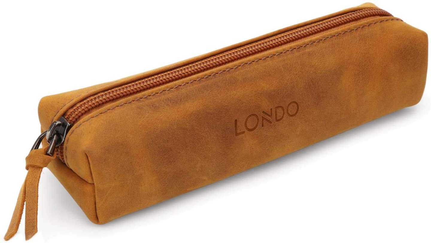 Londo Genuine Leather Zipper Pen, Pencil & Cosmetic Case