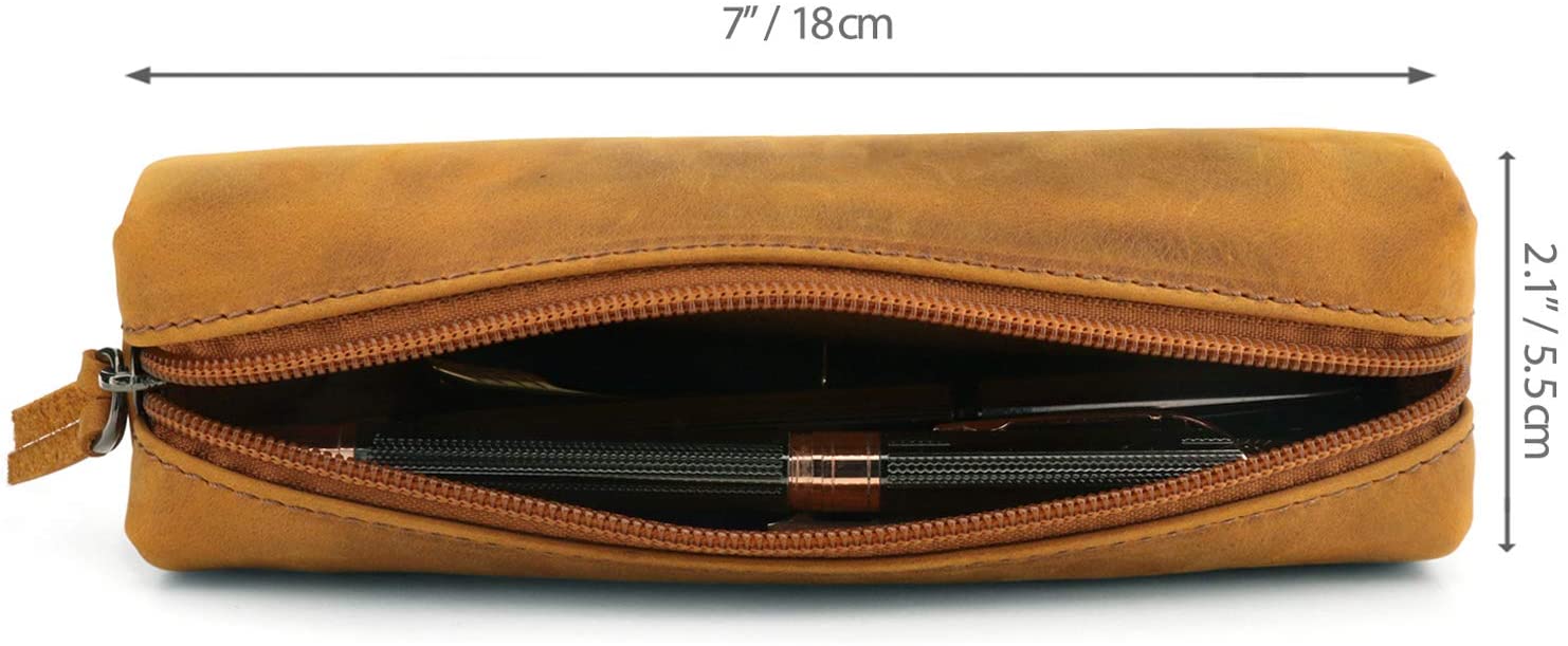 Londo Genuine Leather Zipper Pen, Pencil & Cosmetic Case - Image 2