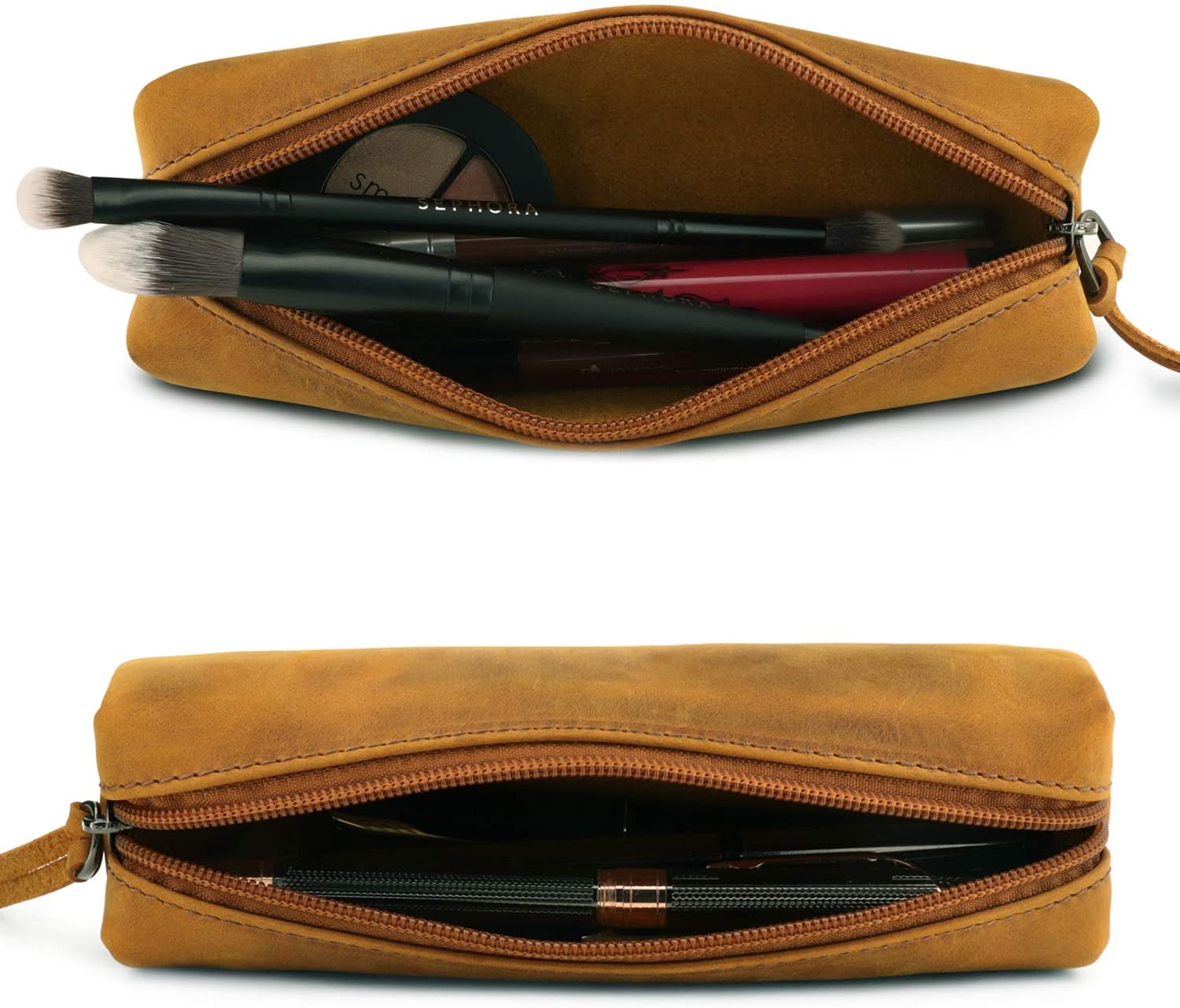 Londo Genuine Leather Zipper Pen, Pencil & Cosmetic Case - Image 3
