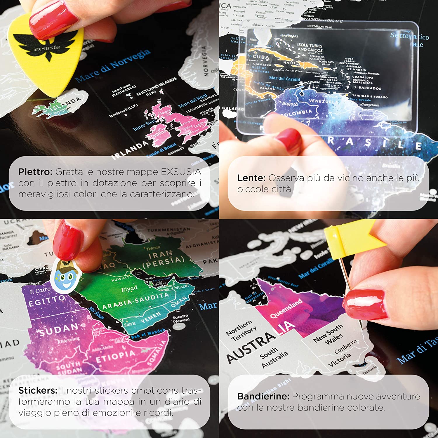 Exsusia® World Scratch Map with Exclusive Design World Scratch Map