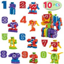 JOYIN 10 Pieces Number Robot Action Figure Toys for Kids Number Learning, Birthday Party, School Classroom Rewards, Carnival Prizes, Pre-School Education Toy,Easter Basket Stuffers