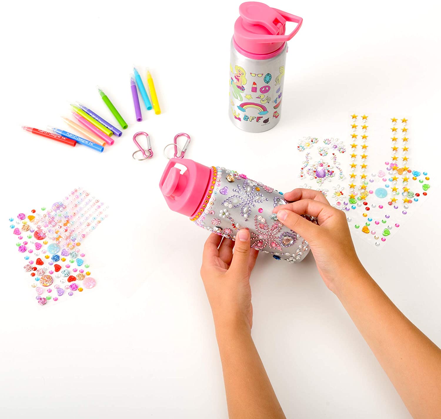 Purple Ladybug 2 Water Bottles Craft Kit Set for Girls - 1 Decorate & 1  Color