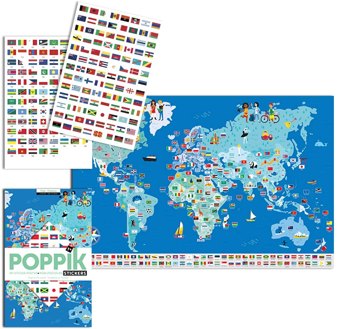 Poppik Discovery Sticker Kit Flags of The World – for Ages 7 and Above ...