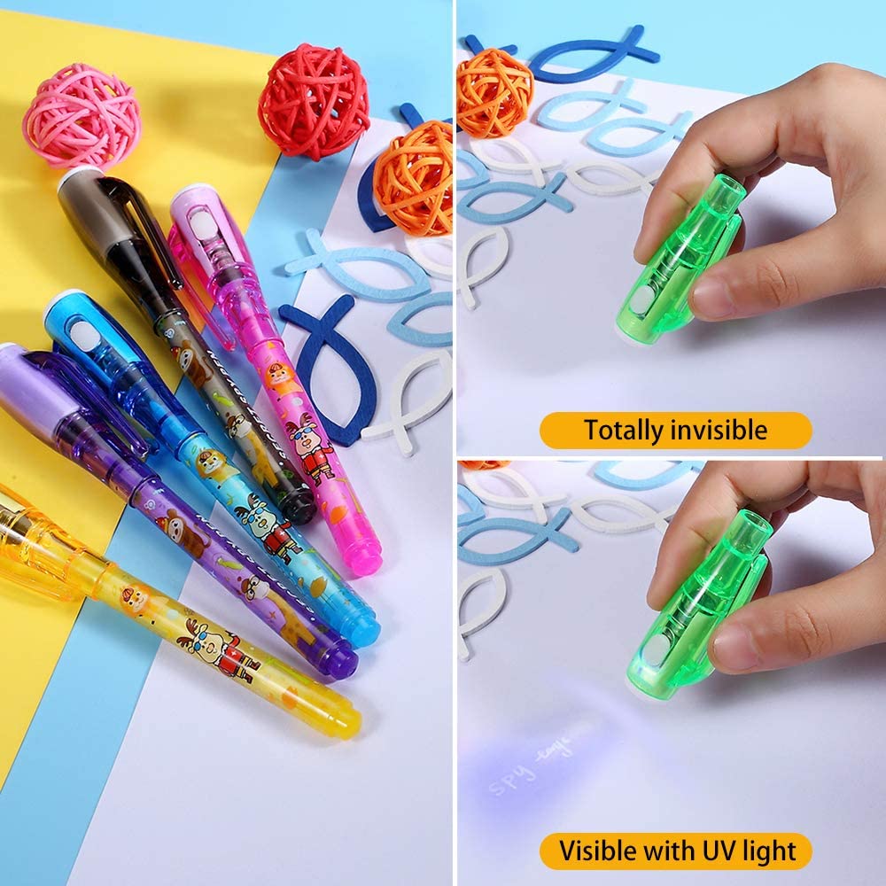 30 Pieces Invisible Ink Pen with UV Light Spy Pens Secret Message Pens Magic Invisible Ink Marker Pens Party Favors for Kids
