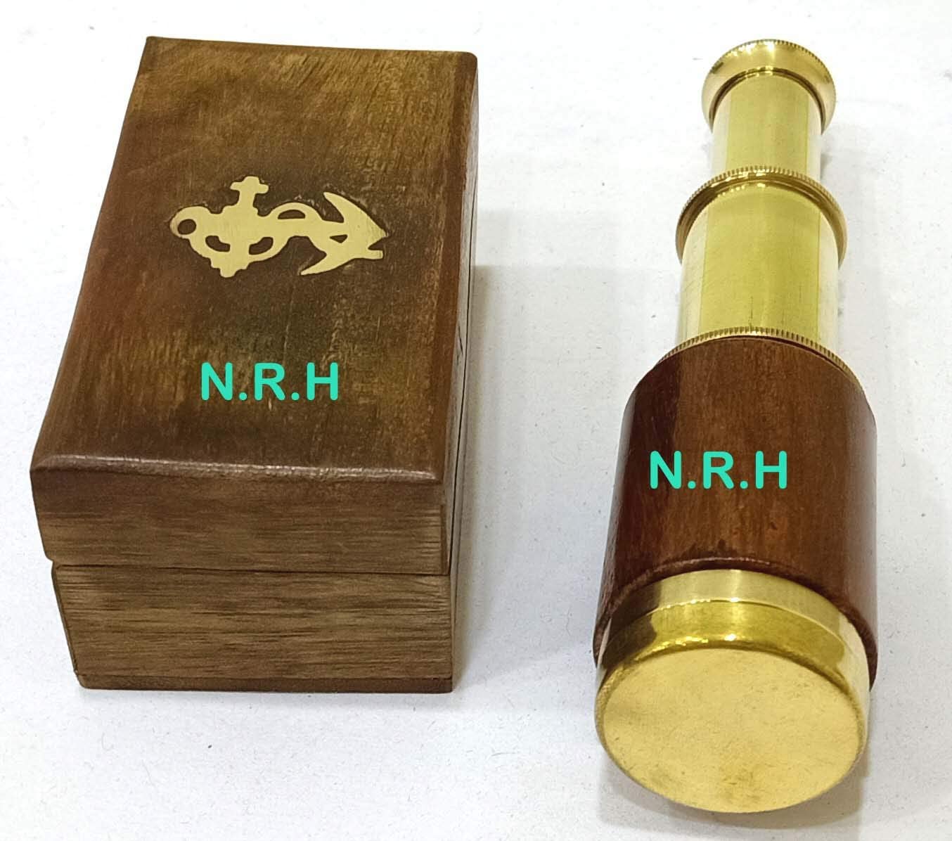 Handcrafted Nautical Decor Scout's Brass/Wood Spyglass Telescope With Rosewood Box,6'', - Image 2