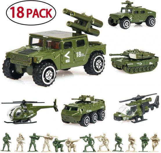 18 Pack Die-cast Military Vehicles Sets,6 Pack Assorted Alloy Metal ...