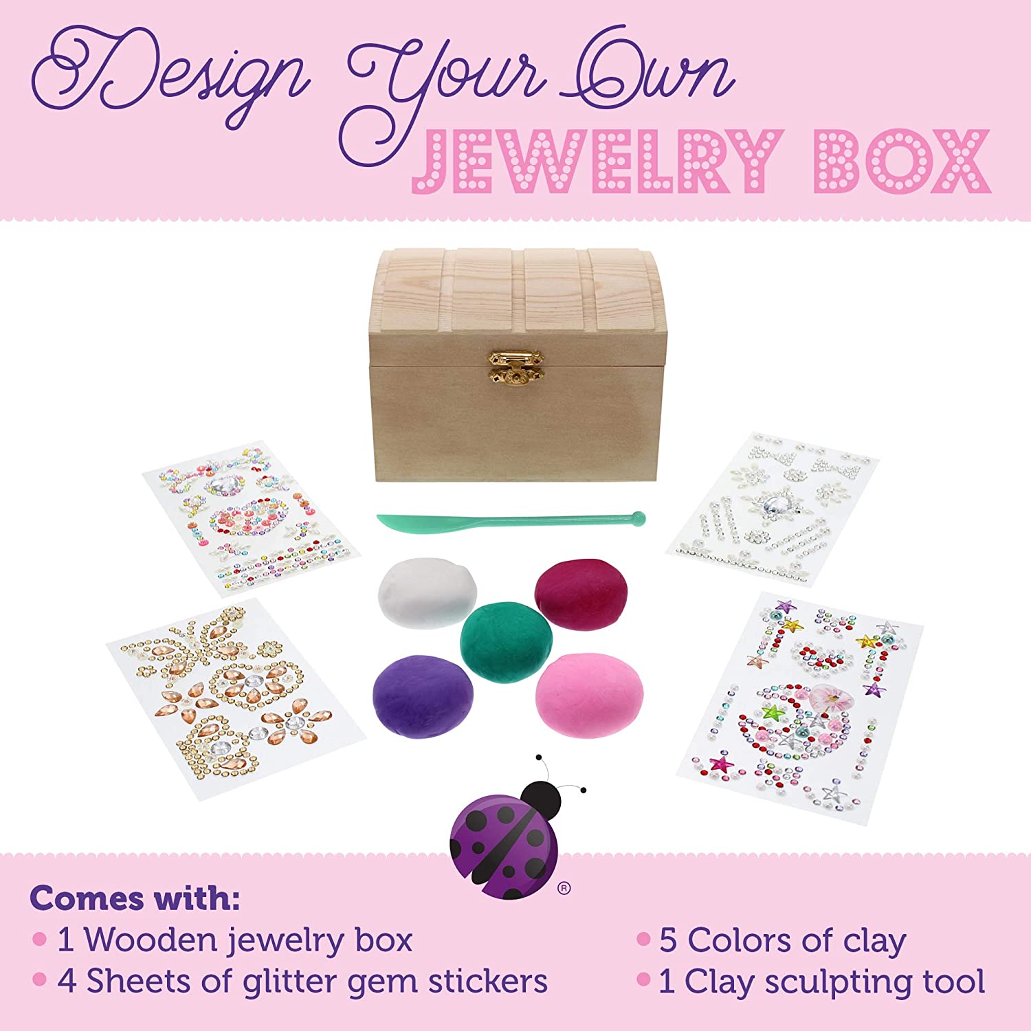 Buy PURPLE LADYBUG Design Your Own Kids Jewelry Box Craft Kit