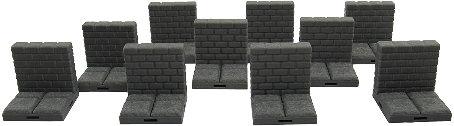 EnderToys Locking Dungeon Tiles - Edge Tiles (x10 pieces), Terrain Scenery Tabletop 28mm Miniatures Role Playing Game, 3D Printed Paintable