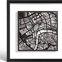 O3 DESIGN STUDIO London Paper Cut Map framed, Black map, Black frame, 9x9 inches, Gift Boxed, 2 background color, self-changing, Paper Art