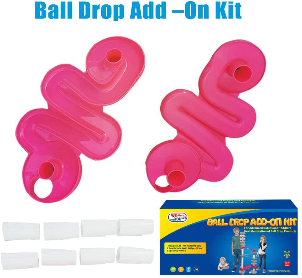 Super Ball drop Kit 2 Double Drop Bridges and 8 Spacers for High and More Stable Structures for Advanced Babies Toddlers and PreschoolBall Drop Series Super Ball Drop Add-On Kit 