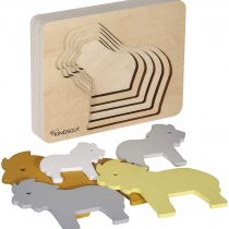 Kindsgut animal puzzle, layered puzzle, wooden motor skill toy, pratical size for home and journey, lion
