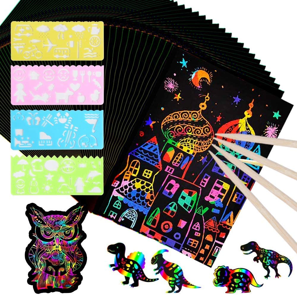 2pcs Rainbow Magic Scratch Art Paper Diy Creative Drawing Scratch Paper,  10.2*7.48inch-10 Pages Scratch Off Paper + 2 Colored Covers, Black Scratch  Art Craft Set With 2 Wooden Styluses, Enhancing Intelligence, Imagination
