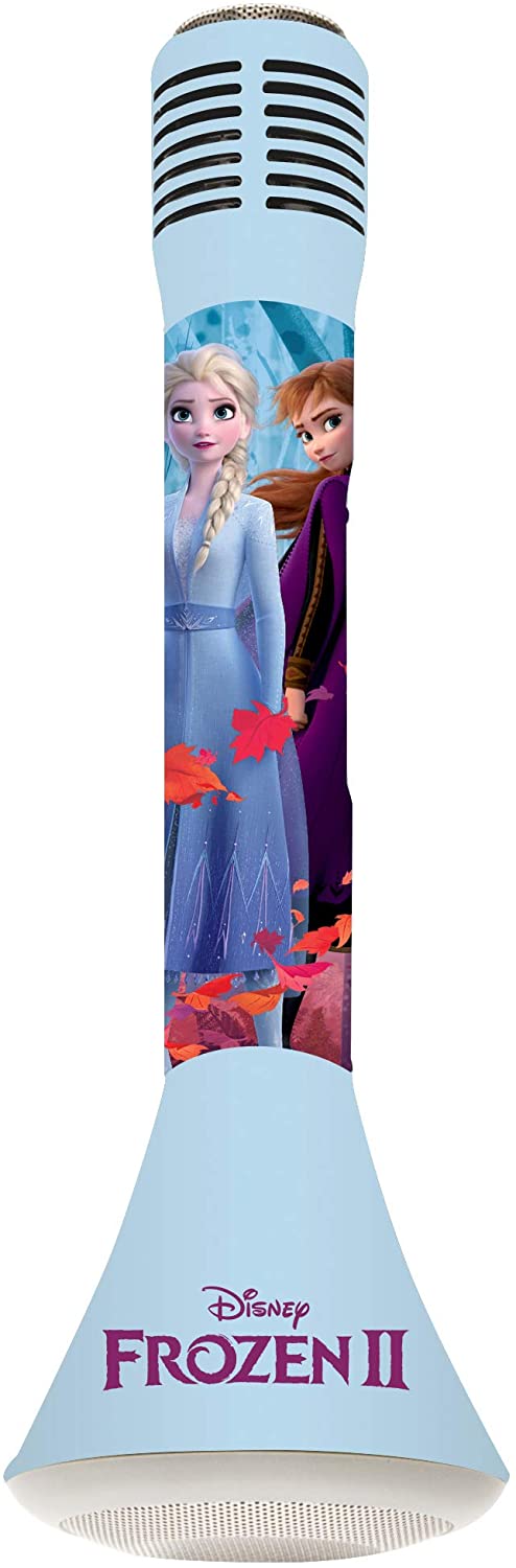 LEXIBOOK MIC210FZ_50 Disney Frozen 2 Elsa Anna Olaf Portable Bluetooth Voice Changer Function, Microphone for Singing, Built-in Light Speaker 3W, Micro SD Slot, Blue/Purple, Sin Talla