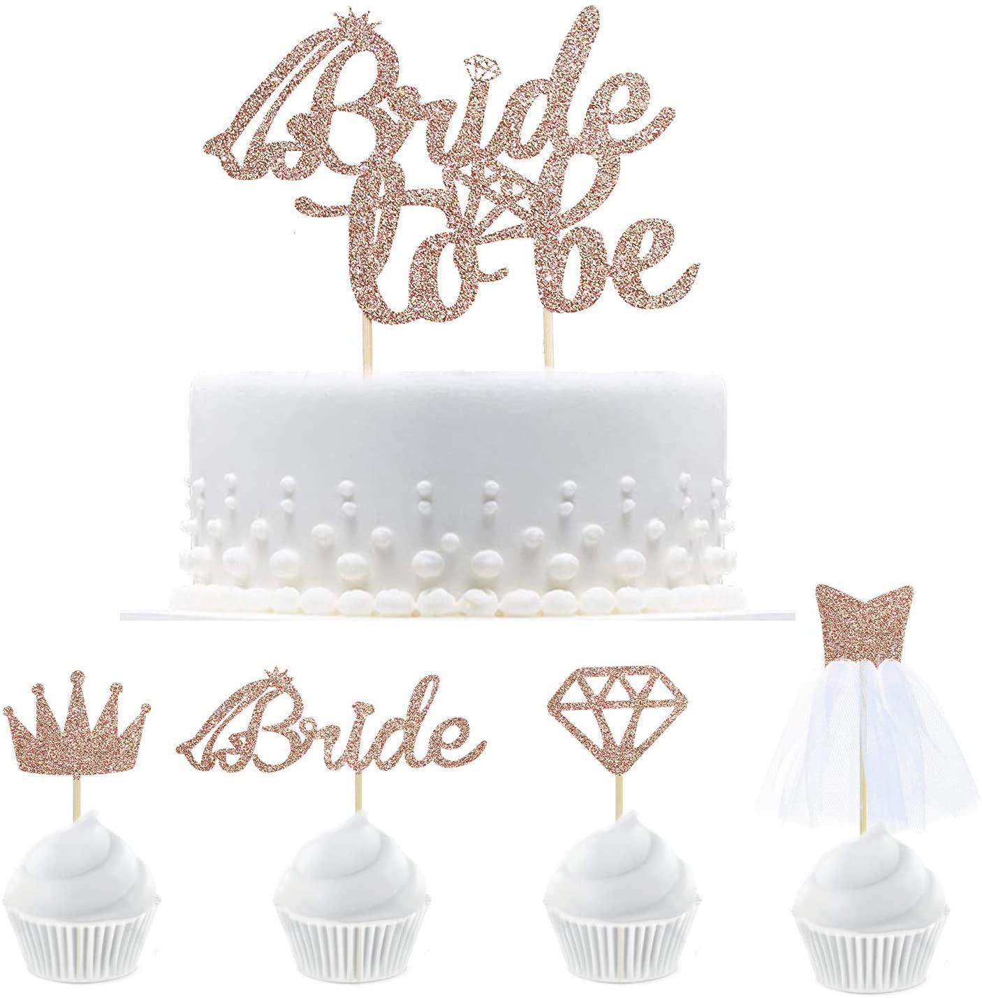 Bridal Shower Party Decorations Supplies Gold Glitter Bride To Be Cake Topper 