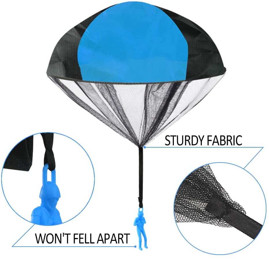 6 Pack Parachute Toy Soldiers Hand Throw Parachute Men Set Tangle Free