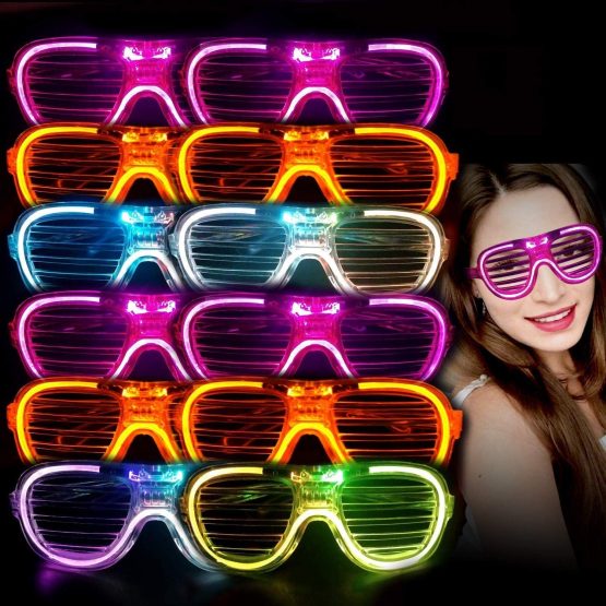 100 Pcs Neon Party Favor Glow in the Dark Party Supplies LED Light up  Glasses, L