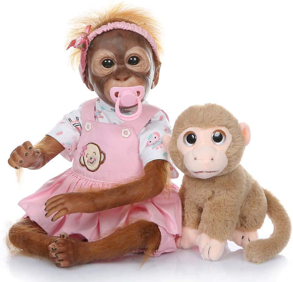 ZIYIUI Reborn Baby Dolls 21inch Handmade Newborn Baby Monkey Soft Silicone Vinyl Lifelike Reborn Doll Best Gift for Kids Xmas reborn baby monkey( Blue) - Image 2