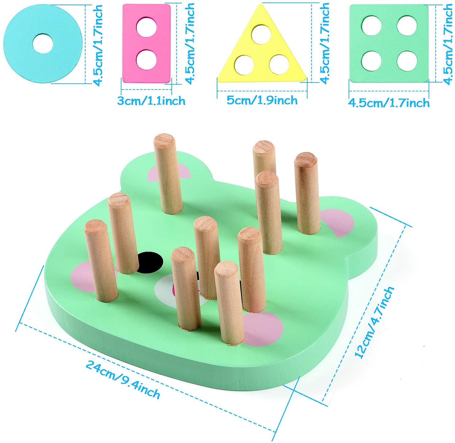 Lewo Educational Toys Wooden Stacking Toy Shape Sorter Sorting Board