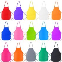 Caydo 15 Pieces Kids Aprons Middle Size for 5-10 Years Old Kids, Applied in Kitchen, Classroom, Community Event, Crafts and Art Painting Activity, 15 Colour