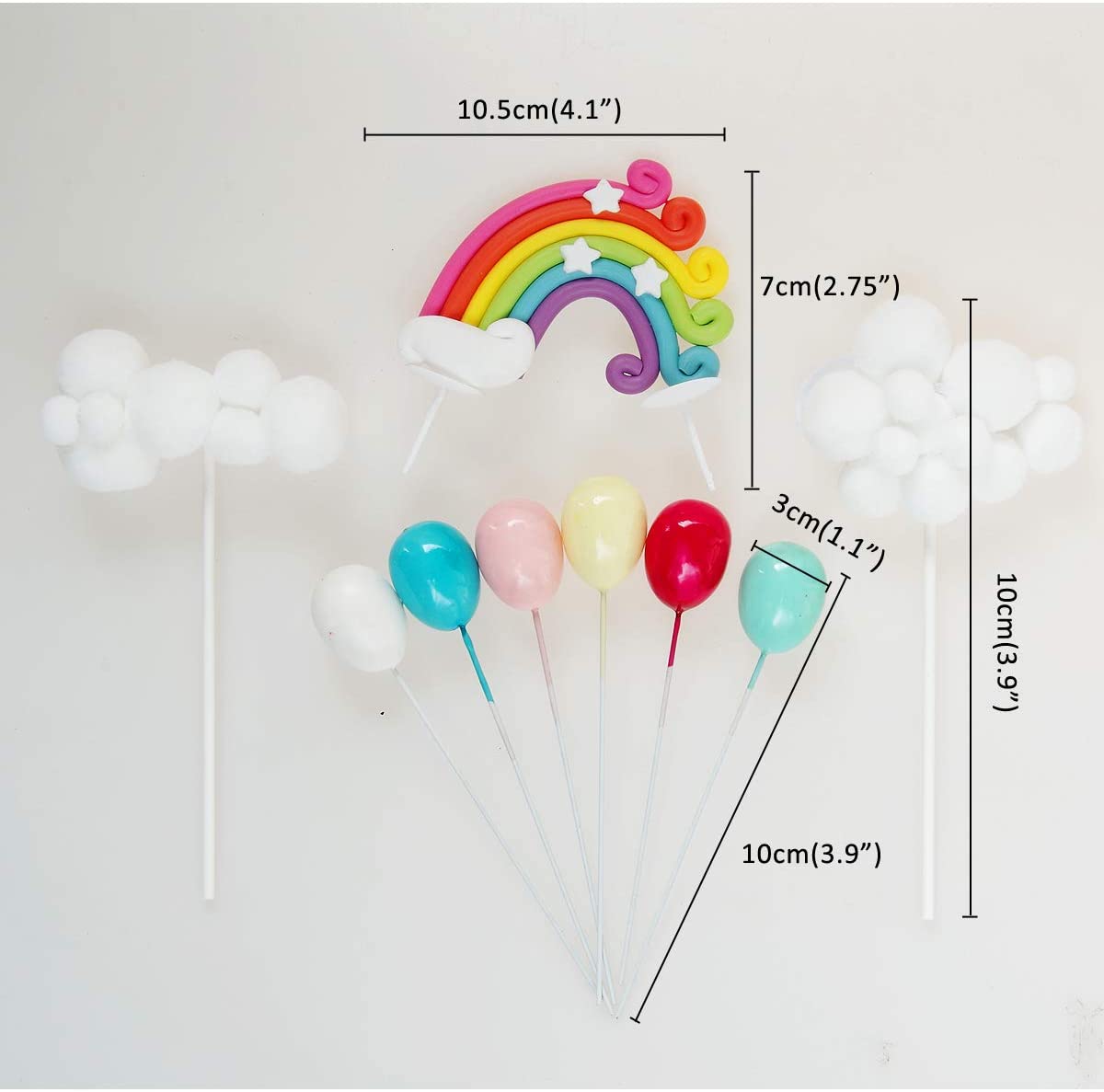 Maygone Clouds Rainbow and Balloons Cake Toppers Set Kids Baby Shower ...