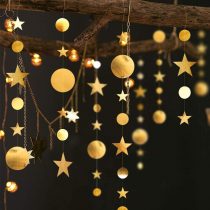 52 Ft Gold Twinkle Little Star Party Garlands Kit Metallic Matt Gross Big Paper Circle Garland Bunting Banner Decorations for Birthday Baby Shower Wedding Graduation Christmas Party Kids Room Showcase