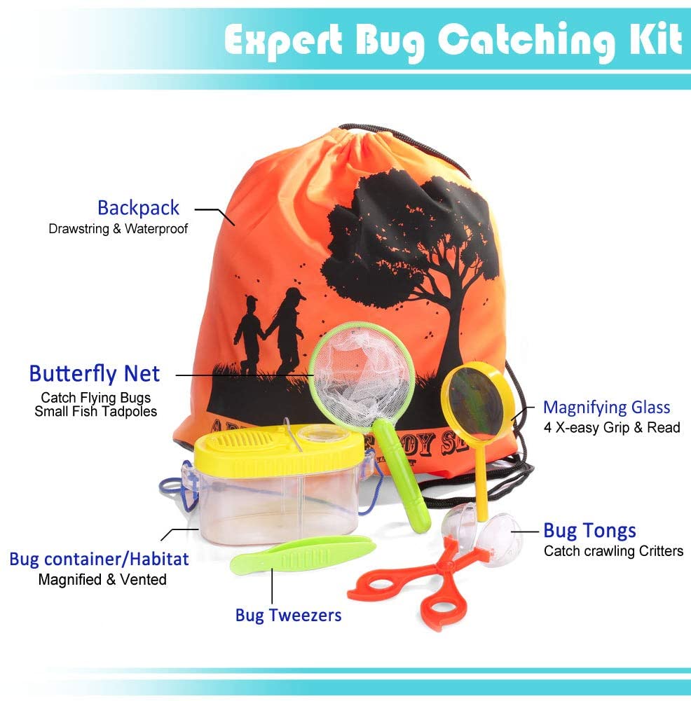 ESSENSON Outdoor Explorer Kit & Bug Catcher Set with Binoculars Flashlight Compass Magnifying Glass Butterfly Net and Backpack for 3-10 Years Old Boys Girls Adventure STEM Toys Gift