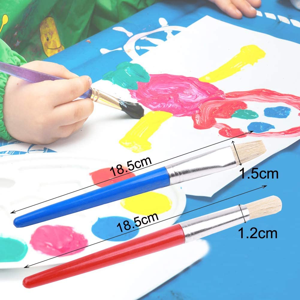 Jatidne 16 Pieces Kids Paint Brushes Round and Flat Bristle Tip Coloful