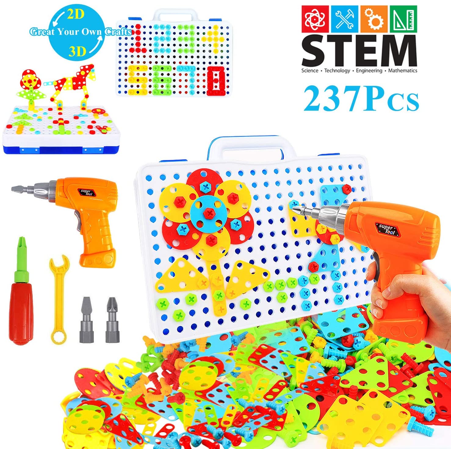 237 Pieces Electric DIY Drill Educational Set, STEM ...