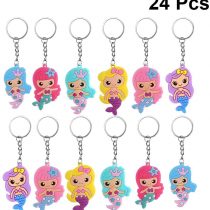 Toyvian 24pcs cute mermaid key chains girls kawaii key rings backpack keychain for handbags girls small gifts cartoon keychain car key holder