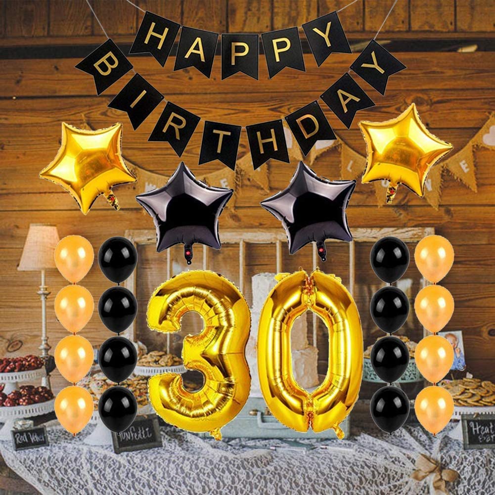 ED-Lumos 30 Years Old Happy Birthday Reusable Helium Balloons Set for