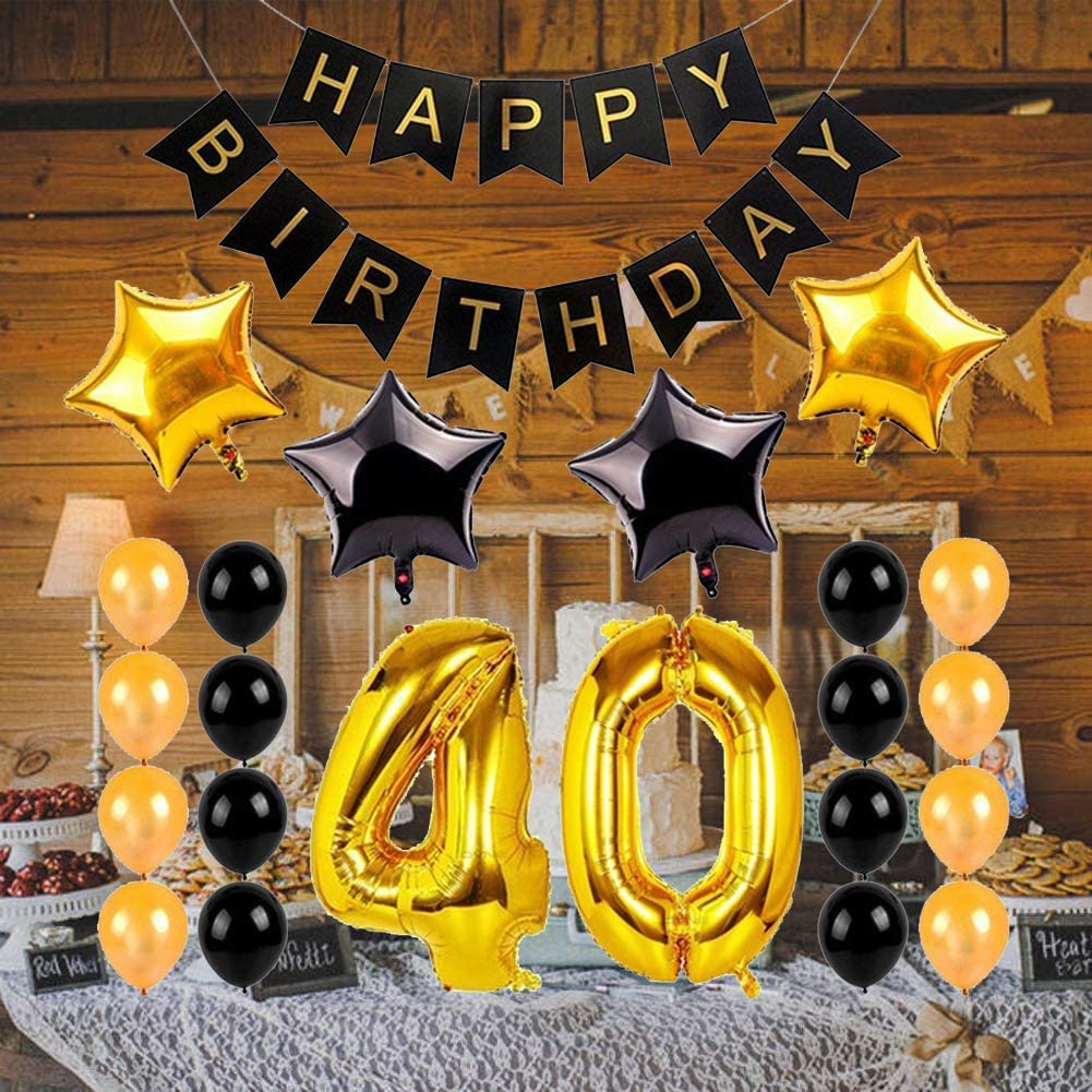 ED-Lumos 40 Years Old Happy Birthday Reusable Helium Balloons Set for ...