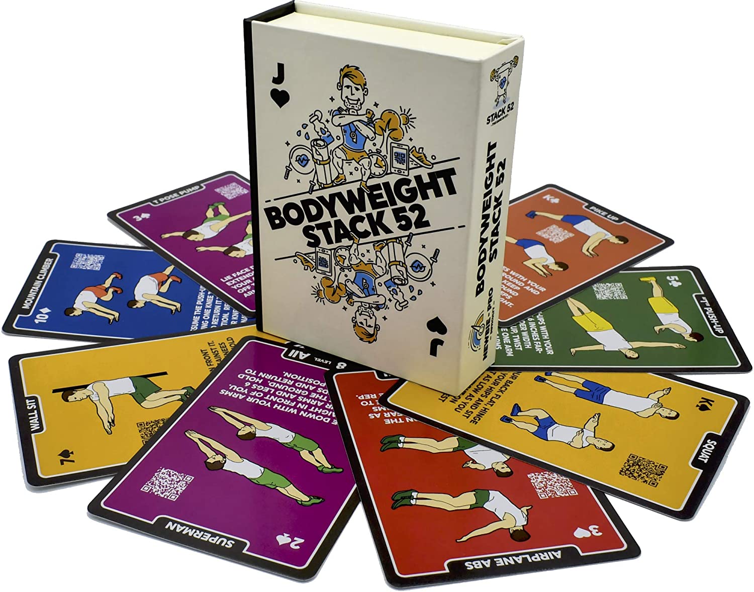 Stack 52 Bodyweight Exercise Cards Workout Playing Card Game. Designed