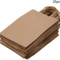25Pcs Kraft Paper Gift Bags Brown Paper Carrier Bag Candy Chocolate Favor Bag with Handle for Wedding Parties Shopping Birthday Anniversary
