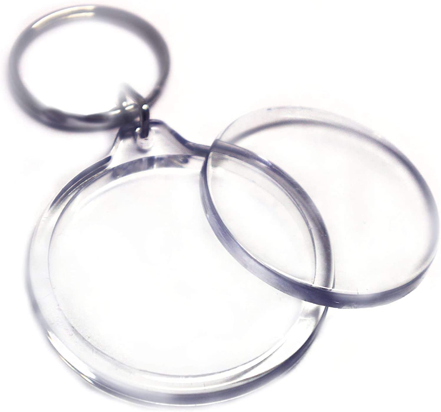 Kurtzy Blank Round Photo Insert Keychains (100 Pack) Each Keyring is