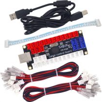 SJ@JX Arcade DIY Kit LED USB Encoder Board Zero Delay Arcade Controller Joystick Button Fight Stick Raspberry Pi Retro Pie MAME 5V LED Power