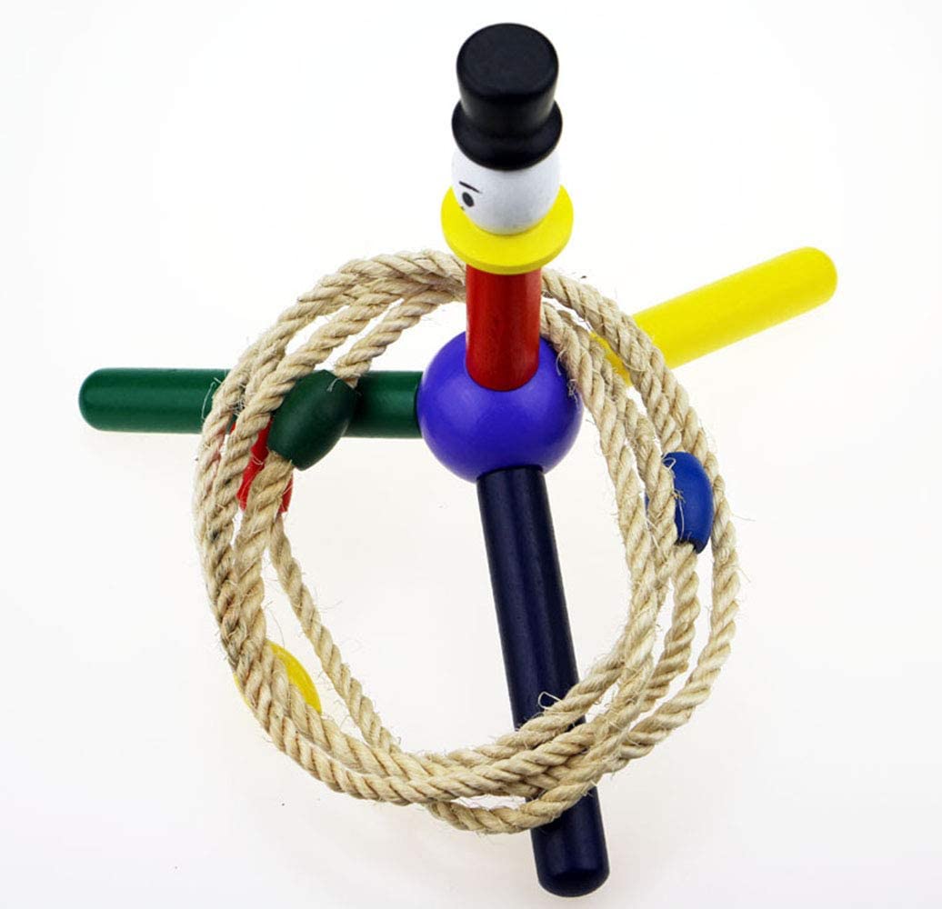 YueMing Wooden Ring Toss Game Rope Ring Throwing Game Ring Toss Games For Childrens or Family Outdoor Quoits Game Toys Easy to Assemble 