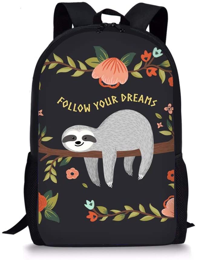 Toddler Boy White Funny Sloth Backpack Cute Animal With Padded Straps School Backpack Schoolbag for Preschool 