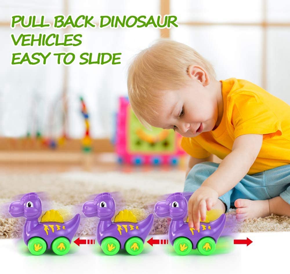 6 Pull Back Vehicles Toys for 1 VATOS Toddler Toy Dinosaur Car 3 Year Old & 2 