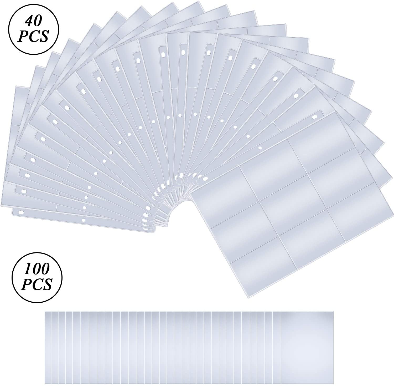 360 Pockets Trading Card Sleeves Card Sheet Protector and 100 Pieces