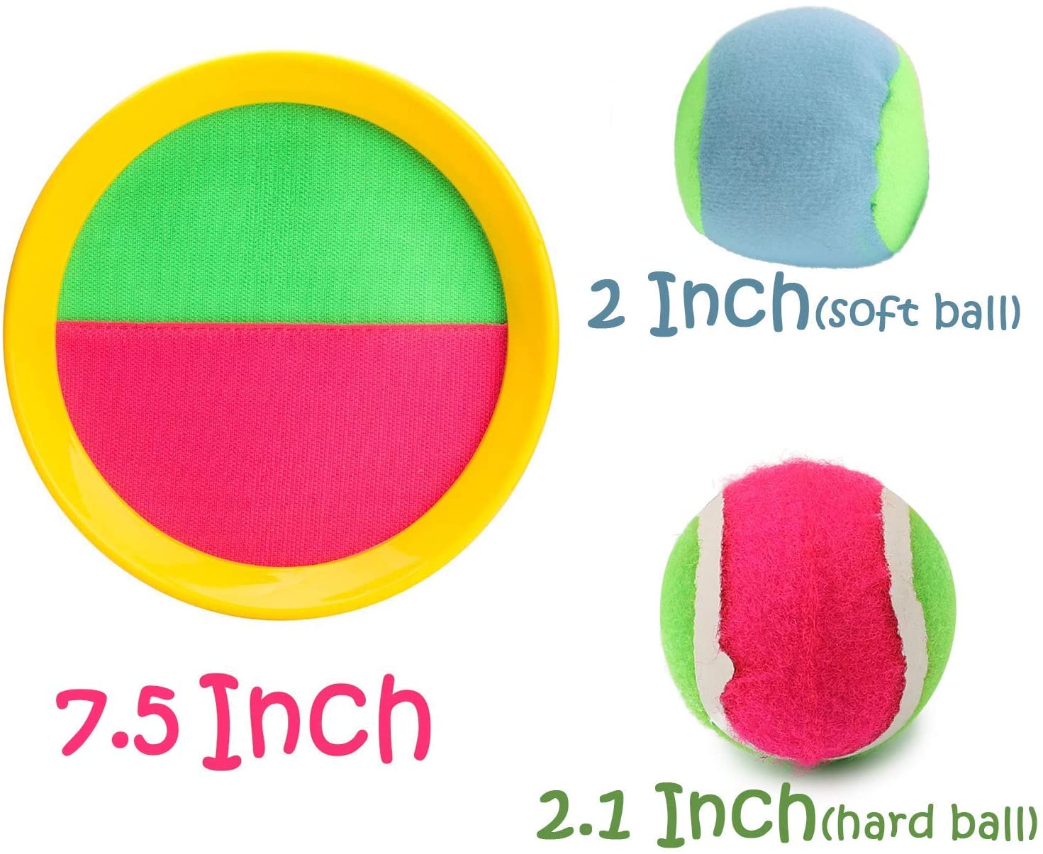 BeYumi Paddle Catch Ball Set Toss and Catch Ball Game Set 4 Hook and Loop  Adjustable self-Stick Paddles 6 Balls with Storage Bag for Outdoor  Activities (10 Items) – TopToy