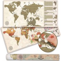 XXL Vintage Scratch Off World Map Poster, 100 x 45 cm, Made in Germany