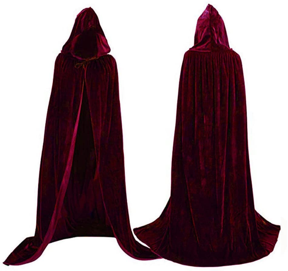 Velvet Cloak Cape Wizard Hooded Party Halloween Cosplay Costumes for