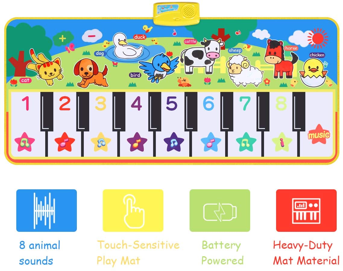 RenFox Piano Music Dance Mat,Music Dance Mat for Toddlers, Piano Music