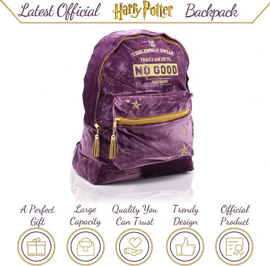 Harry Potter Official Product Large Velvet Women Backpack School Bag
