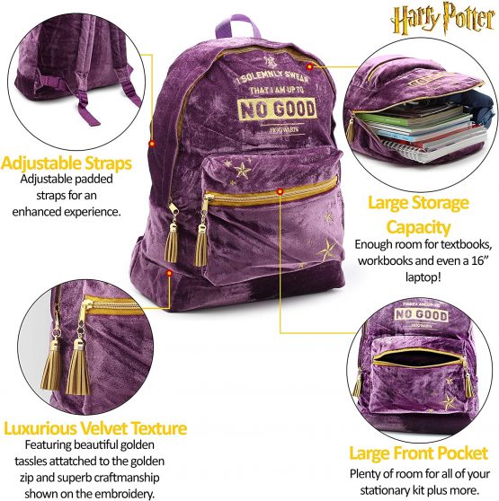 Harry Potter Official Product Large Velvet Women Backpack School Bag