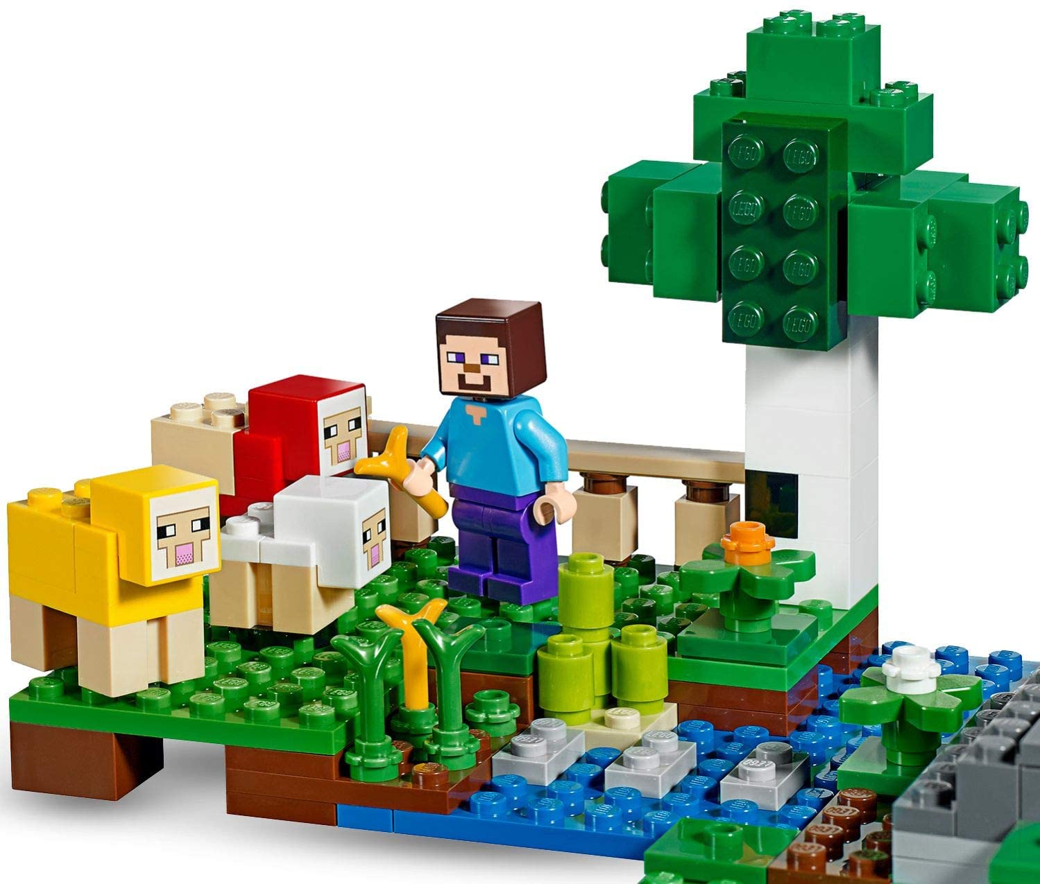 21153 Minecraft The Wool Farm Adventures Building with Sheep Figures Steve Minifigure – TopToy