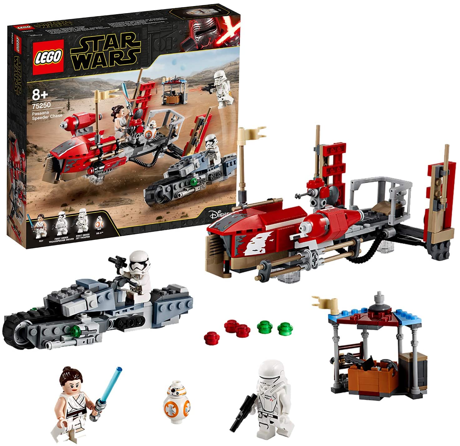 LEGO 75250 Star Wars Pasaana Speeder Chase Treadspeeder Vehicle Building Set, The Rise Skywalker – TopToy
