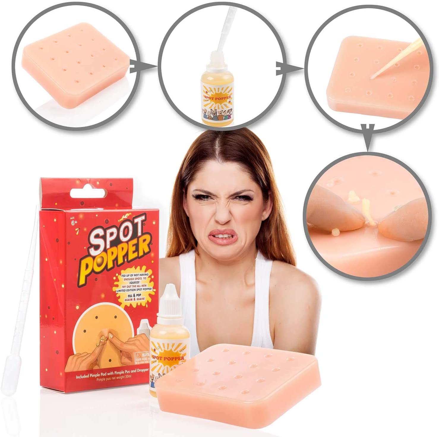 GOODS+GADGETS Pimple Popper - Action Game Squeeze Pimples; Anti-Stress Ball Toy Blackheads Acne Squeezing