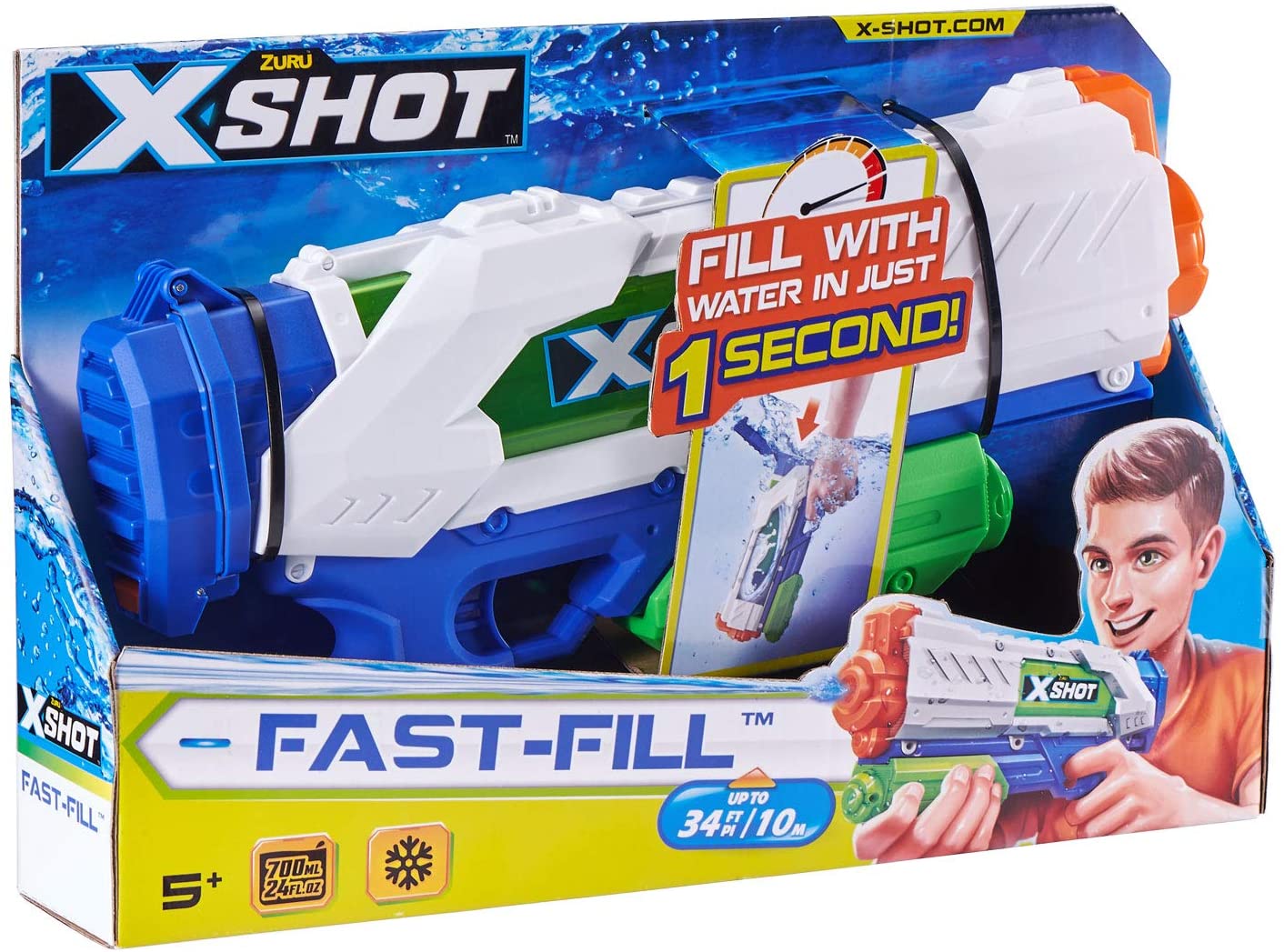 ZURU X-SHOT Warfare Fast-Fill Water Blaster, Blue - Image 2